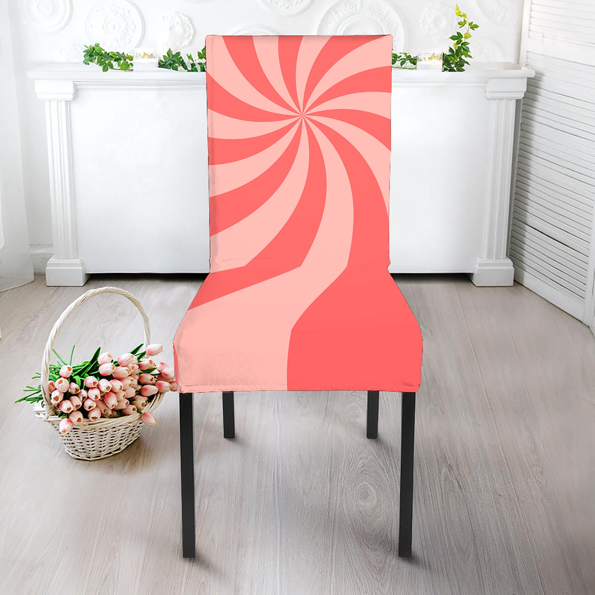 Pink Psychedelic Swirl Print Dining Chair Slipcover