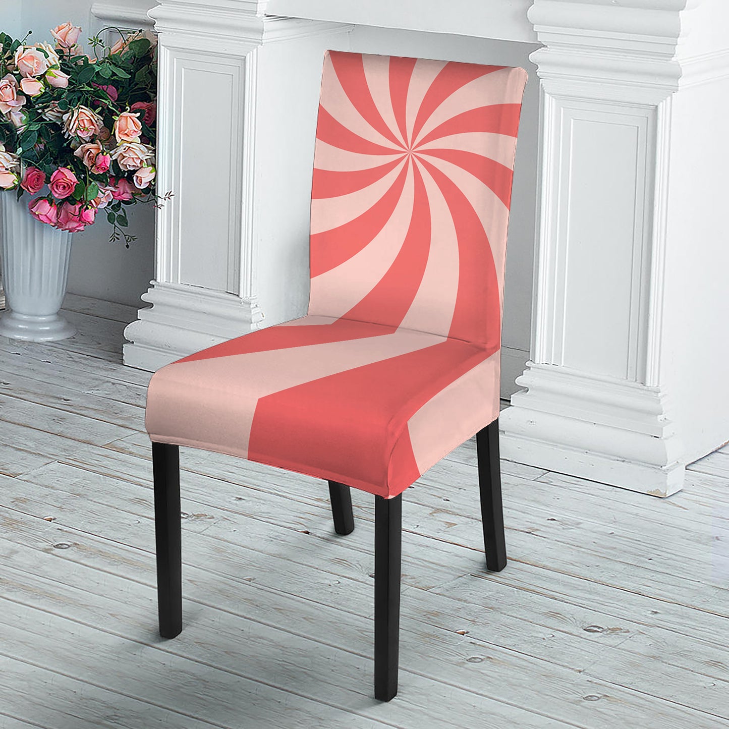 Pink Psychedelic Swirl Print Dining Chair Slipcover