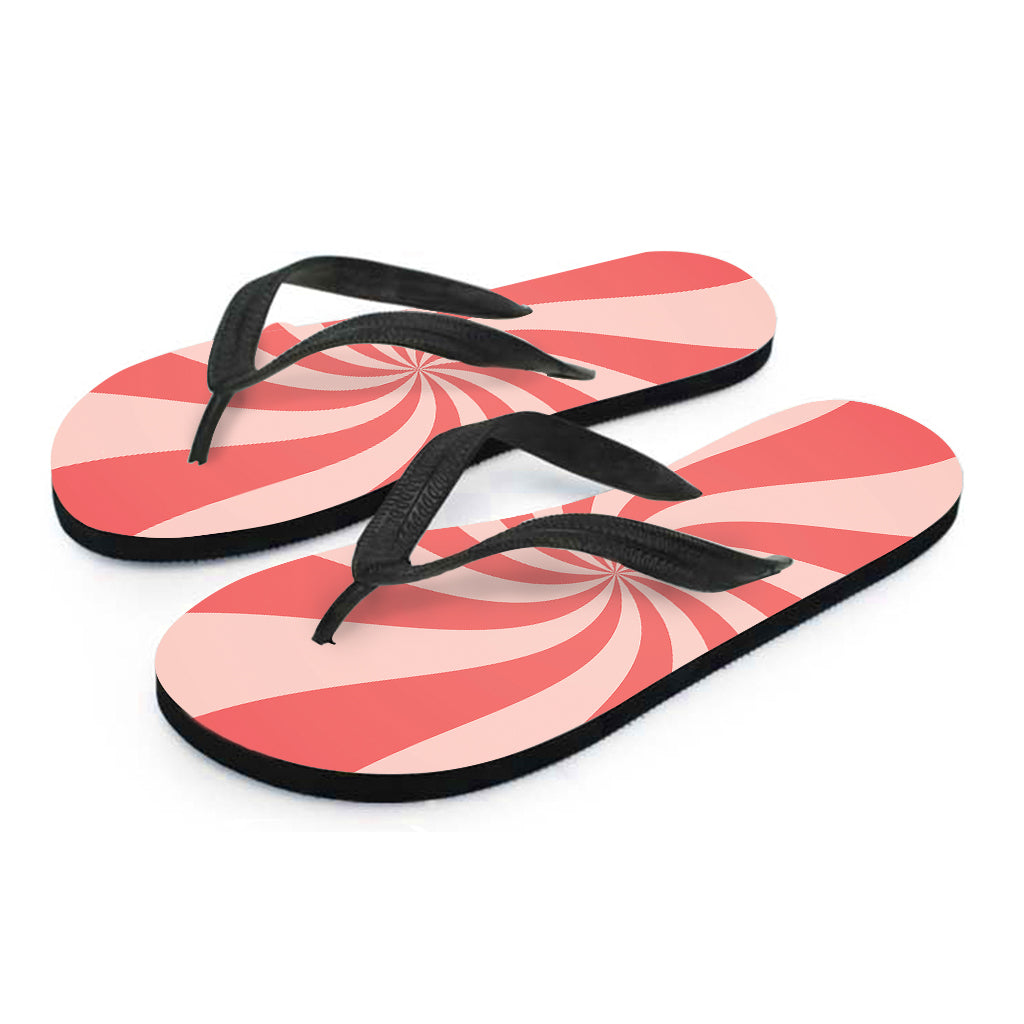 Pink Psychedelic Swirl Print Flip Flops