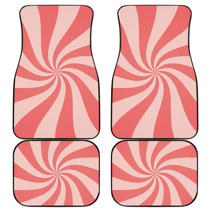 Pink Psychedelic Swirl Print Front and Back Car Floor Mats