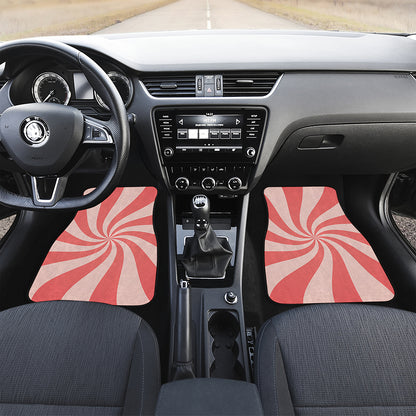 Pink Psychedelic Swirl Print Front and Back Car Floor Mats