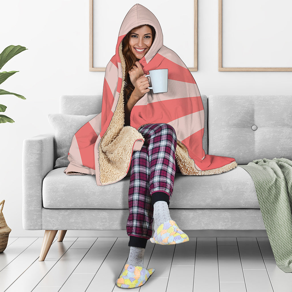 Pink Psychedelic Swirl Print Hooded Blanket