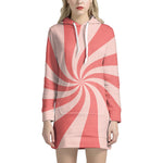 Pink Psychedelic Swirl Print Hoodie Dress