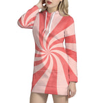Pink Psychedelic Swirl Print Hoodie Dress