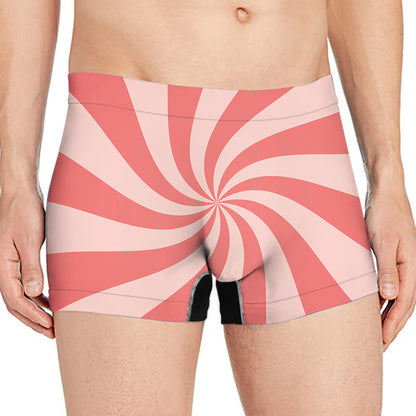 Pink Psychedelic Swirl Print Men's Boxer Briefs