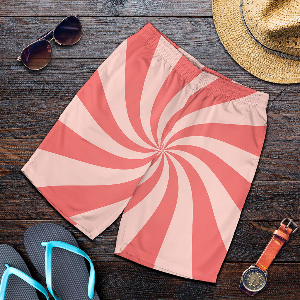 Pink Psychedelic Swirl Print Men's Shorts