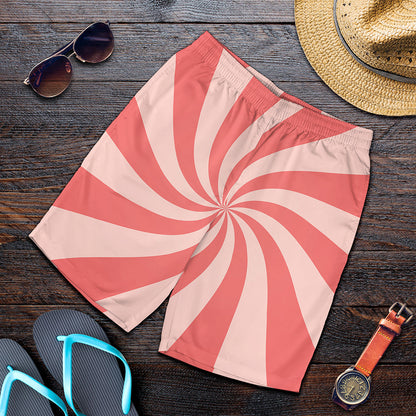 Pink Psychedelic Swirl Print Men's Shorts