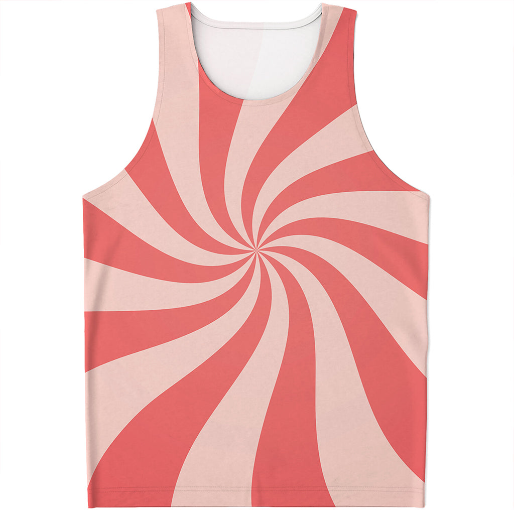 Pink Psychedelic Swirl Print Men's Tank Top