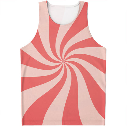 Pink Psychedelic Swirl Print Men's Tank Top