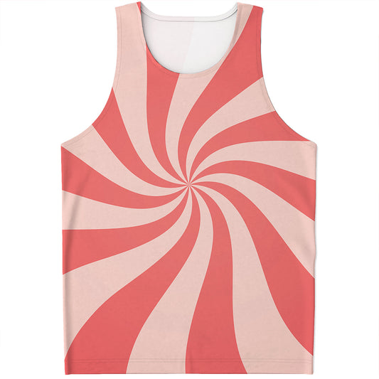 Pink Psychedelic Swirl Print Men's Tank Top