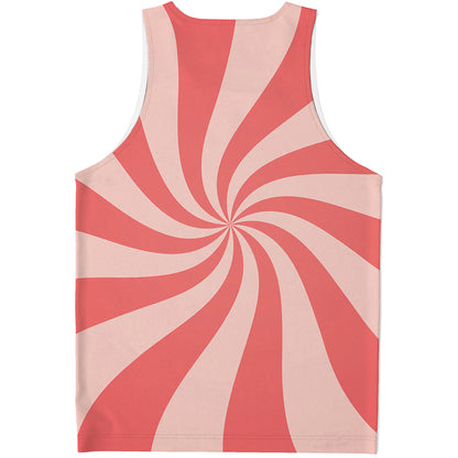 Pink Psychedelic Swirl Print Men's Tank Top