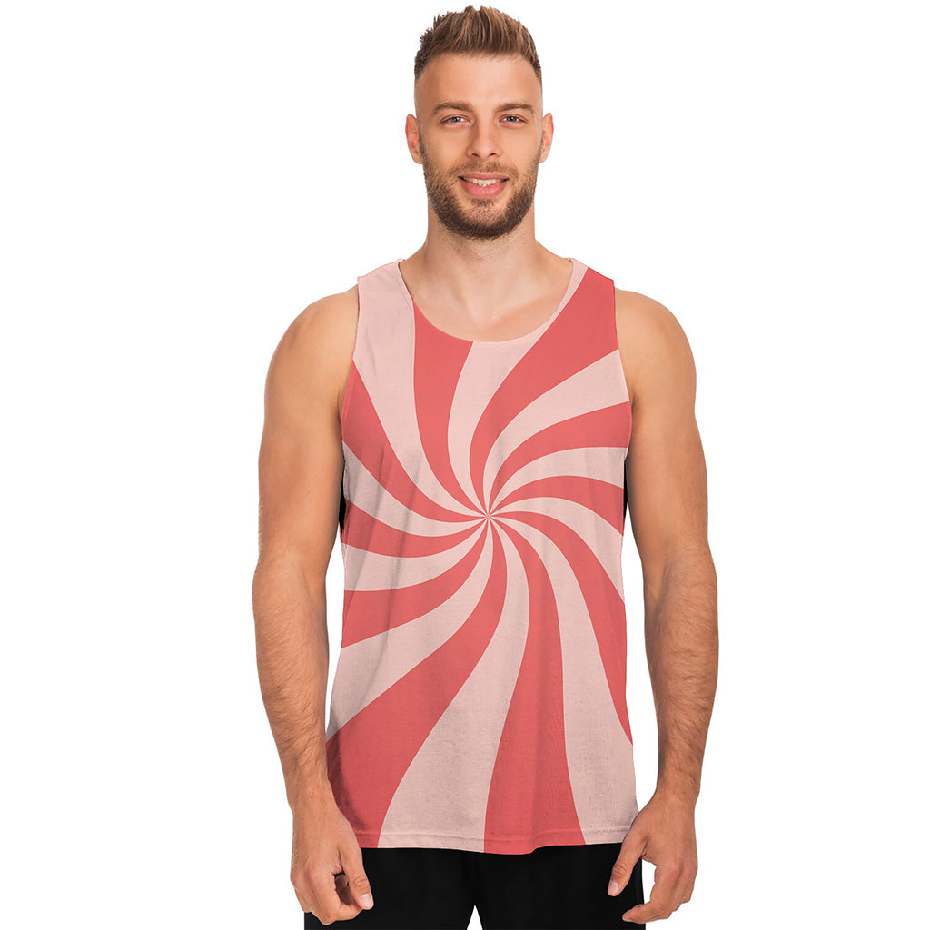 Pink Psychedelic Swirl Print Men's Tank Top