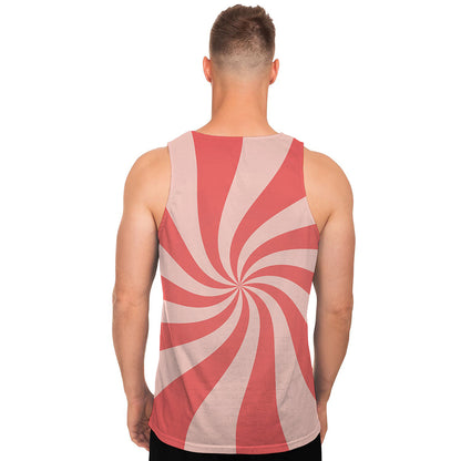 Pink Psychedelic Swirl Print Men's Tank Top