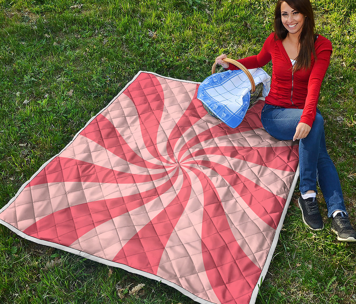 Pink Psychedelic Swirl Print Quilt