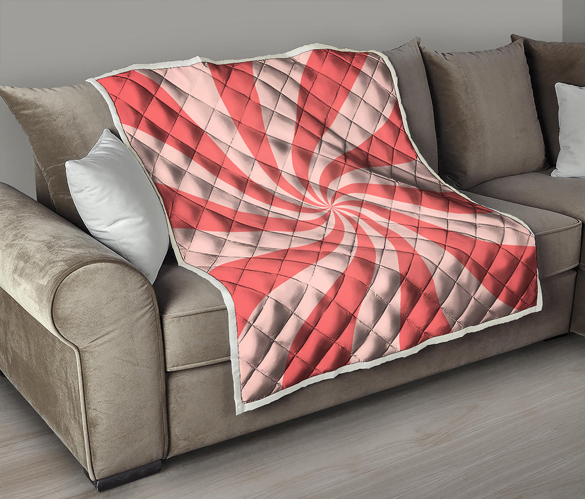 Pink Psychedelic Swirl Print Quilt