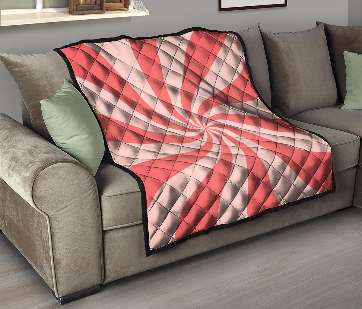 Pink Psychedelic Swirl Print Quilt