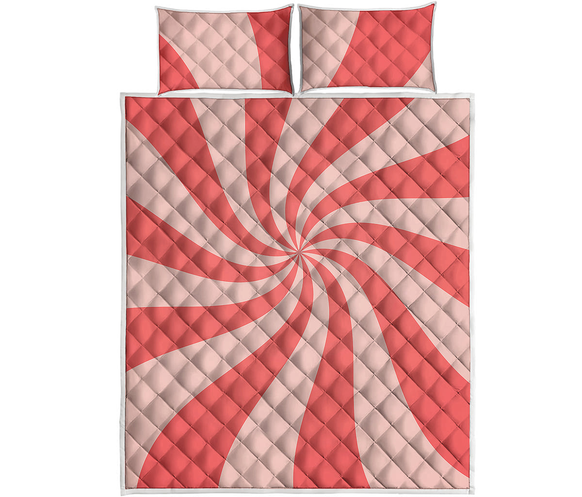 Pink Psychedelic Swirl Print Quilt Bed Set