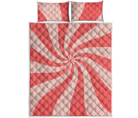 Pink Psychedelic Swirl Print Quilt Bed Set