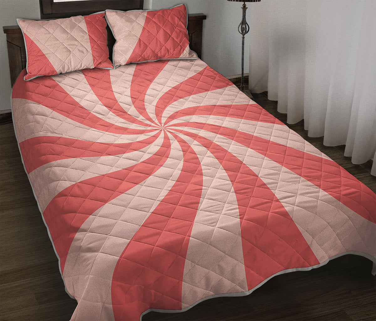 Pink Psychedelic Swirl Print Quilt Bed Set