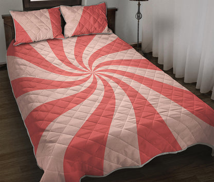 Pink Psychedelic Swirl Print Quilt Bed Set