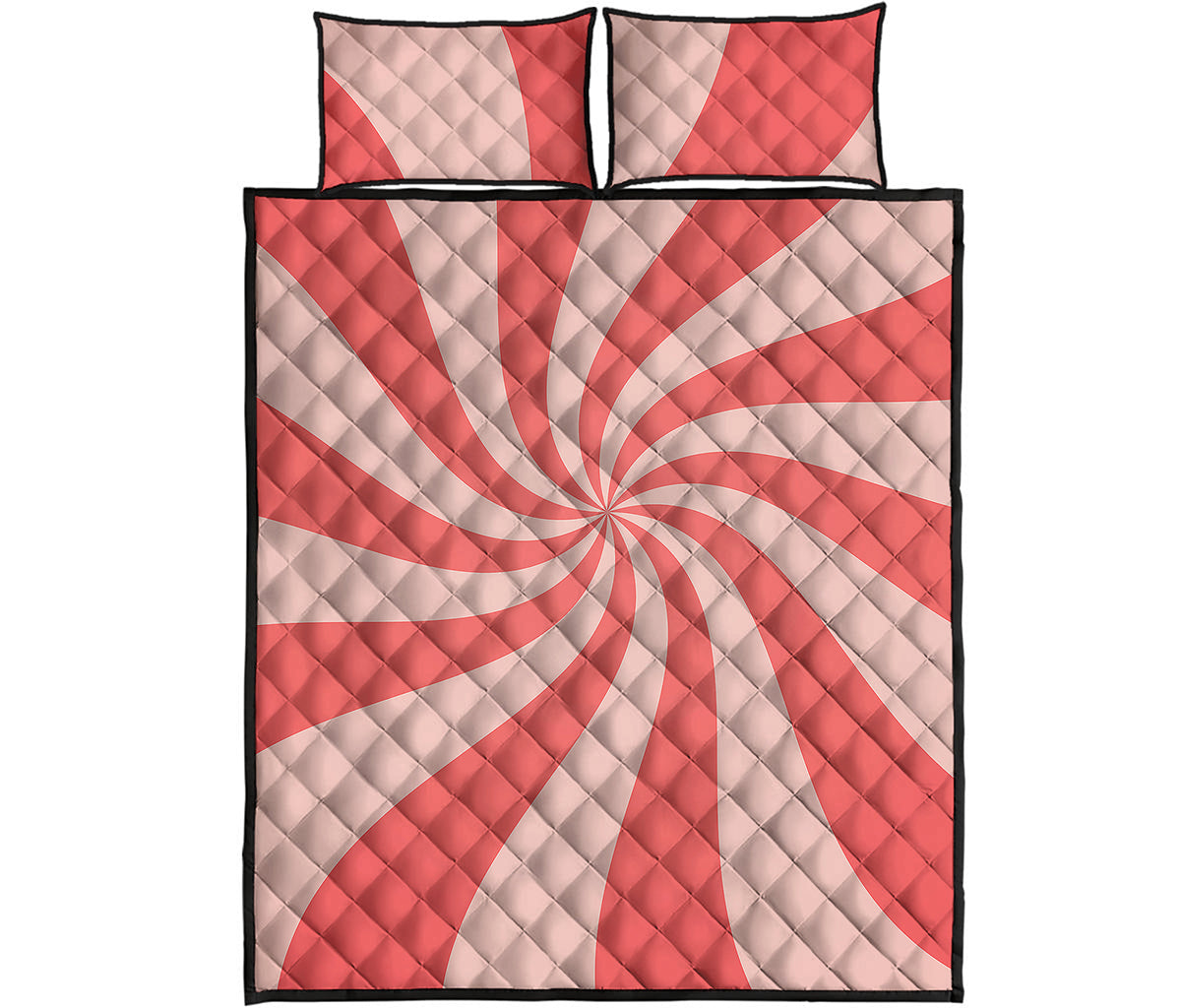 Pink Psychedelic Swirl Print Quilt Bed Set