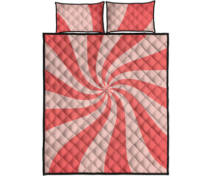 Pink Psychedelic Swirl Print Quilt Bed Set