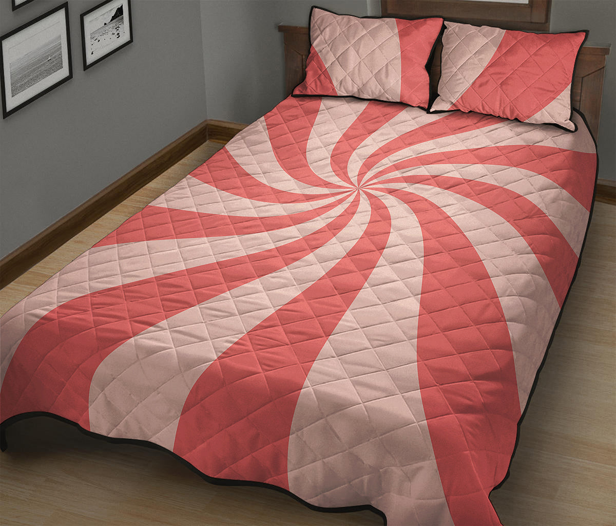 Pink Psychedelic Swirl Print Quilt Bed Set