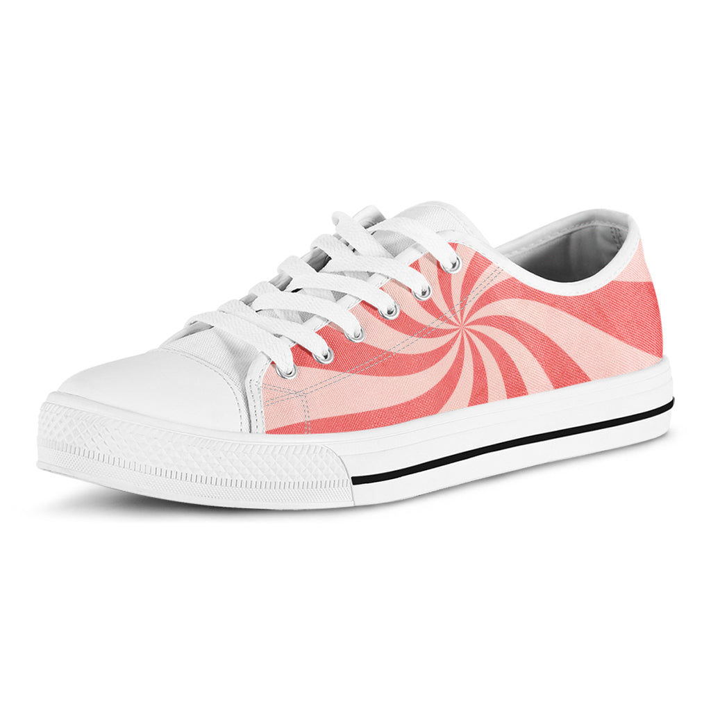 Pink Psychedelic Swirl Print White Low Top Shoes