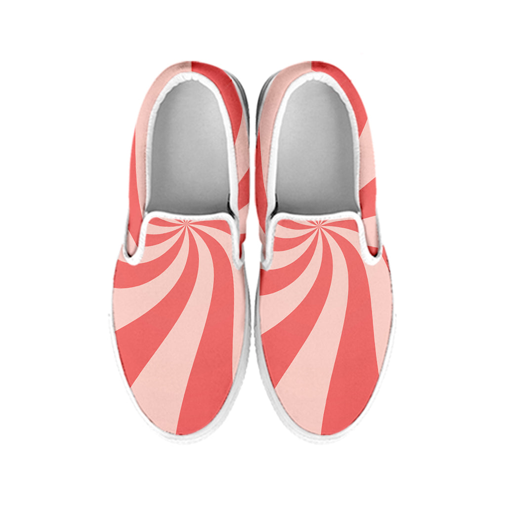 Pink Psychedelic Swirl Print White Slip On Shoes