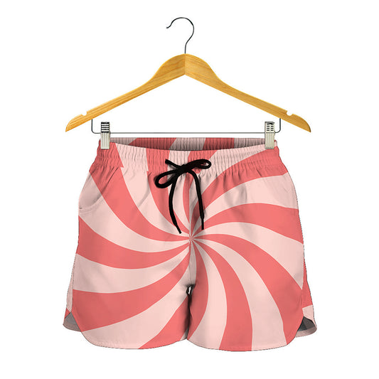 Pink Psychedelic Swirl Print Women's Shorts