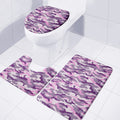 Pink Purple And Grey Camouflage Print 3 Piece Bath Mat Set