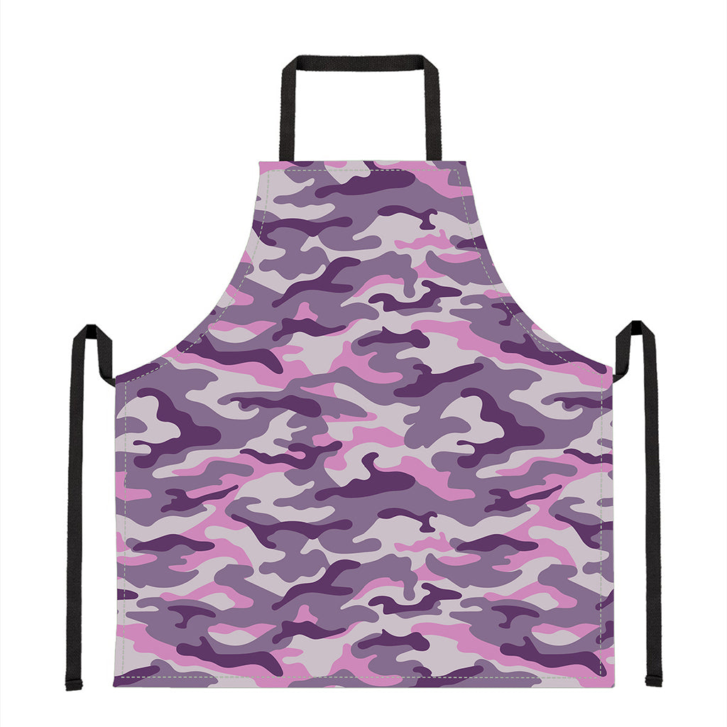 Pink Purple And Grey Camouflage Print Apron