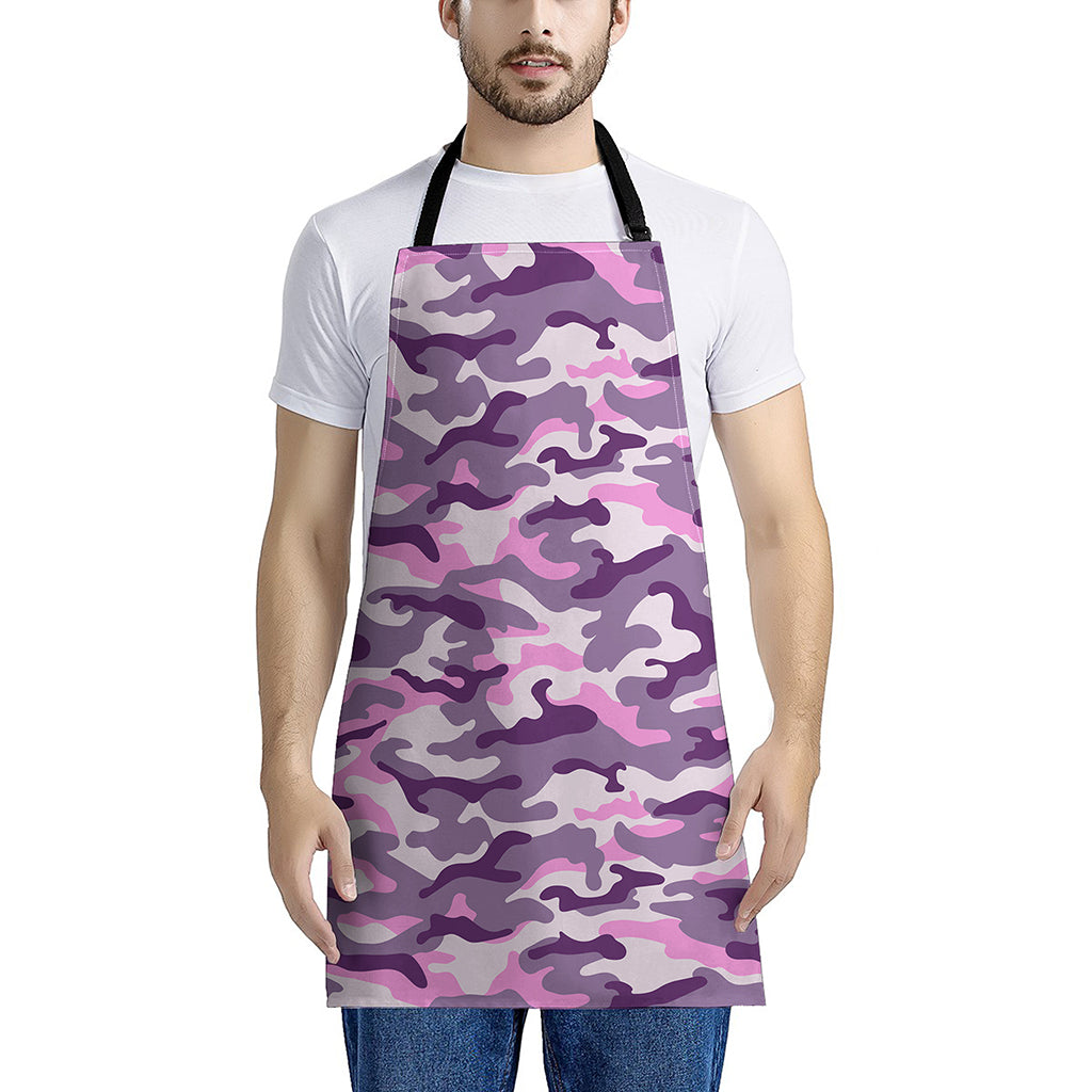 Pink Purple And Grey Camouflage Print Apron