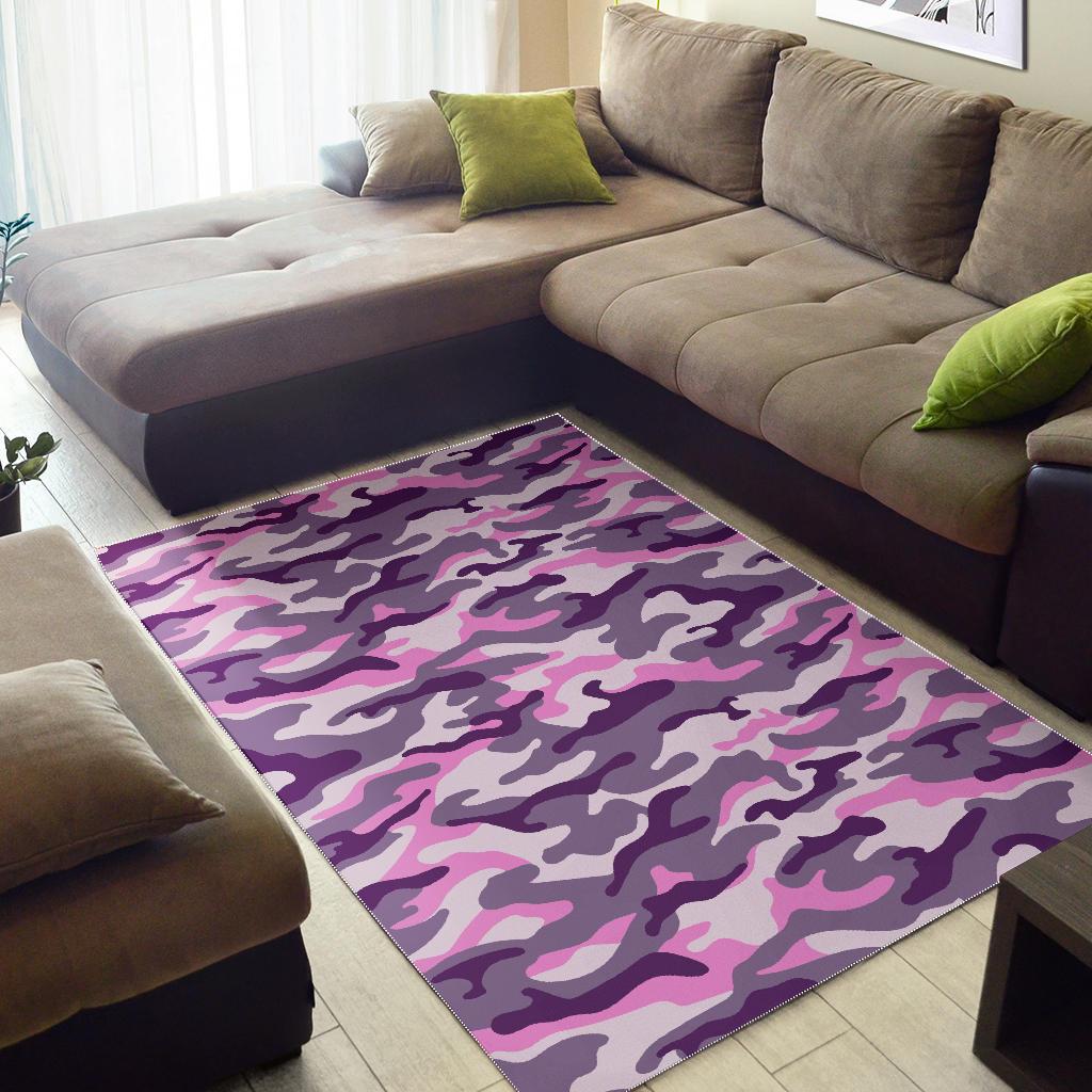 Pink Purple And Grey Camouflage Print Area Rug GearFrost