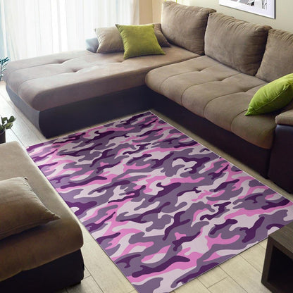 Pink Purple And Grey Camouflage Print Area Rug GearFrost