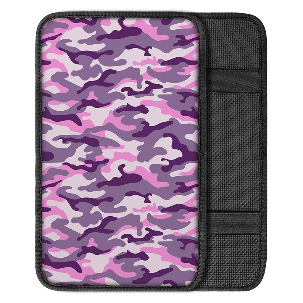 Pink Purple And Grey Camouflage Print Car Center Console Cover