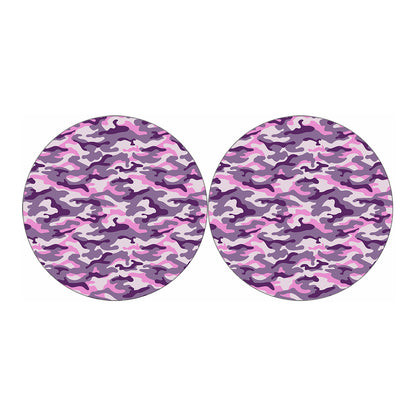 Pink Purple And Grey Camouflage Print Car Coasters