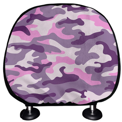 Pink Purple And Grey Camouflage Print Car Headrest Covers