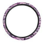 Pink Purple And Grey Camouflage Print Car Steering Wheel Cover