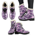 Pink Purple And Grey Camouflage Print Comfy Boots GearFrost