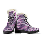 Pink Purple And Grey Camouflage Print Comfy Boots GearFrost