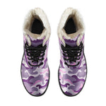 Pink Purple And Grey Camouflage Print Comfy Boots GearFrost