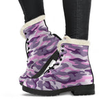 Pink Purple And Grey Camouflage Print Comfy Boots GearFrost