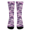 Pink Purple And Grey Camouflage Print Crew Socks