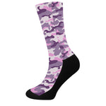 Pink Purple And Grey Camouflage Print Crew Socks