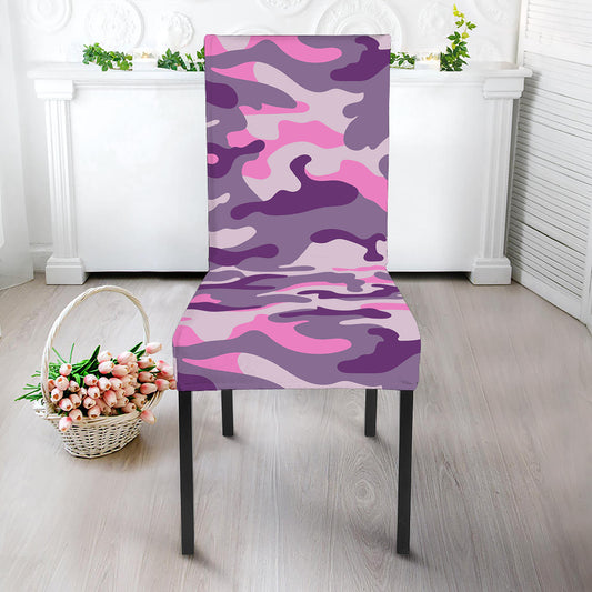 Pink Purple And Grey Camouflage Print Dining Chair Slipcover
