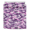 Pink Purple And Grey Camouflage Print Duvet Cover Bedding Set