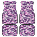 Pink Purple And Grey Camouflage Print Front and Back Car Floor Mats