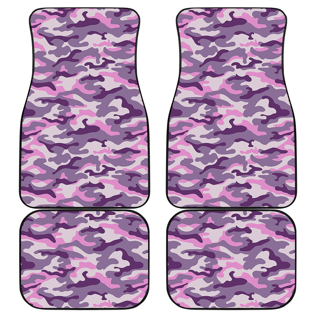 Pink Purple And Grey Camouflage Print Front and Back Car Floor Mats