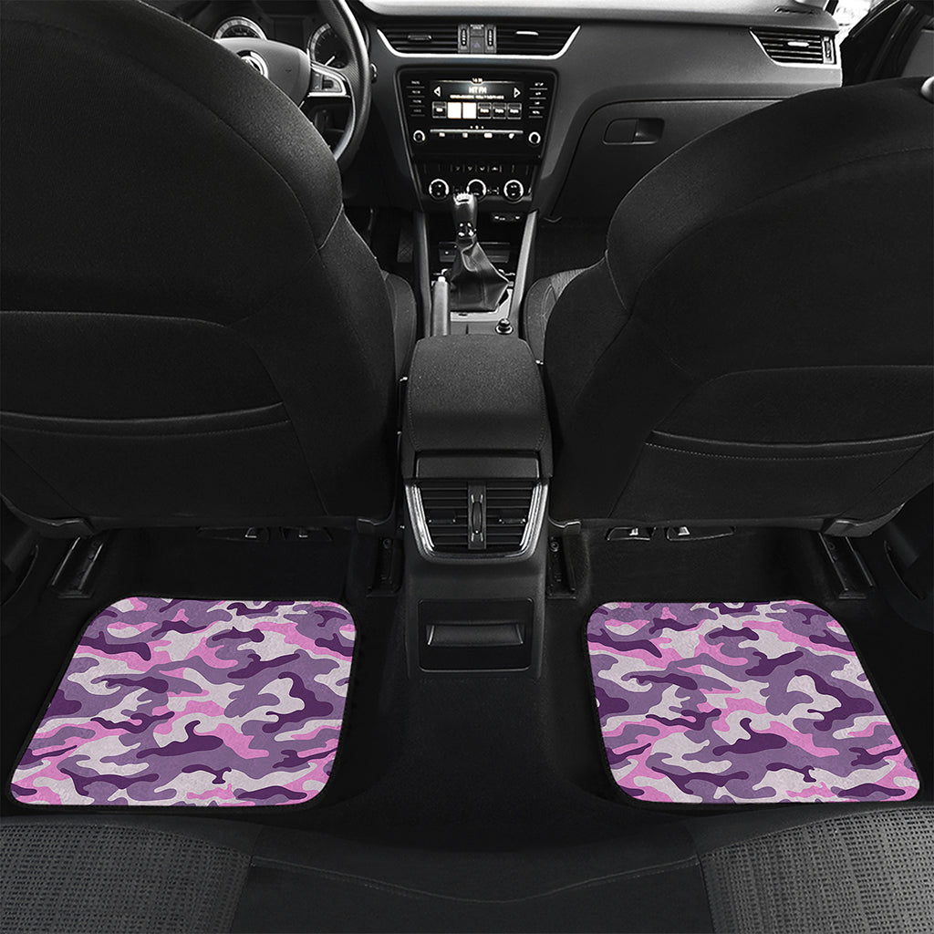 Pink Purple And Grey Camouflage Print Front and Back Car Floor Mats